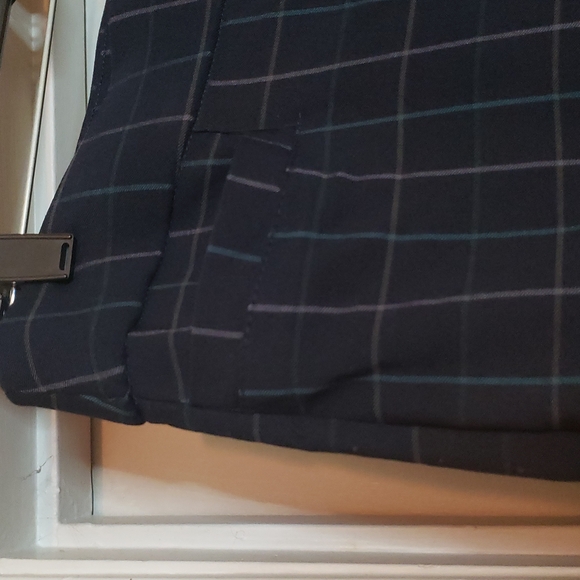 Kim Rogers Pants - Kim Rogers Pants Size 12 Navy with wide checked pattern